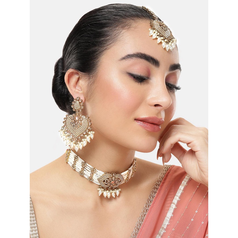 MEIRA JEWELLERY Gold Plated Pearl Jewellery Set