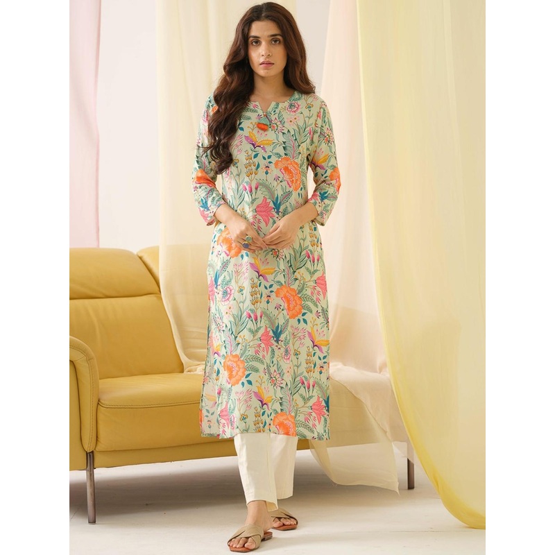 Sangria Floral Printed Straight Kurta
