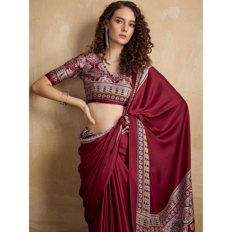 sareyavella Ethnic Motifs Phulkari Bagru Saree