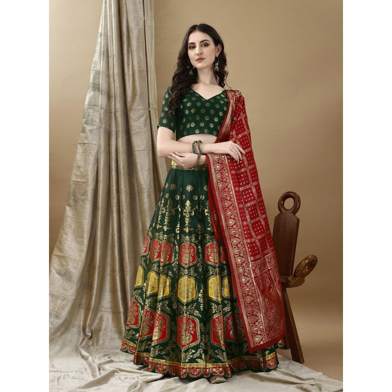 SWAMI STUDIO Ready to Wear Lehenga & Unstitched Blouse With Dupatta
