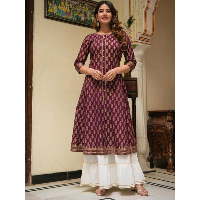 YASH GALLERY Ethnic Motifs Printed Cotton Anarkali Kurta