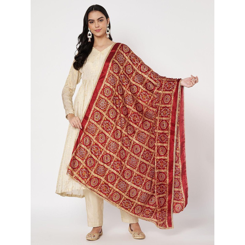 AKSHADEEP Printed Bandhani Dupatta