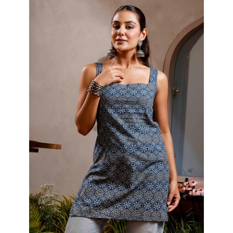 Anouk Rustic Floral Printed Square Neck Pure Cotton Kurti