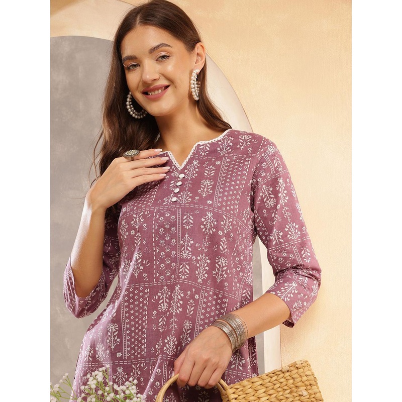 Anouk Rustic Women Floral Printed V-Neck Cotton Top