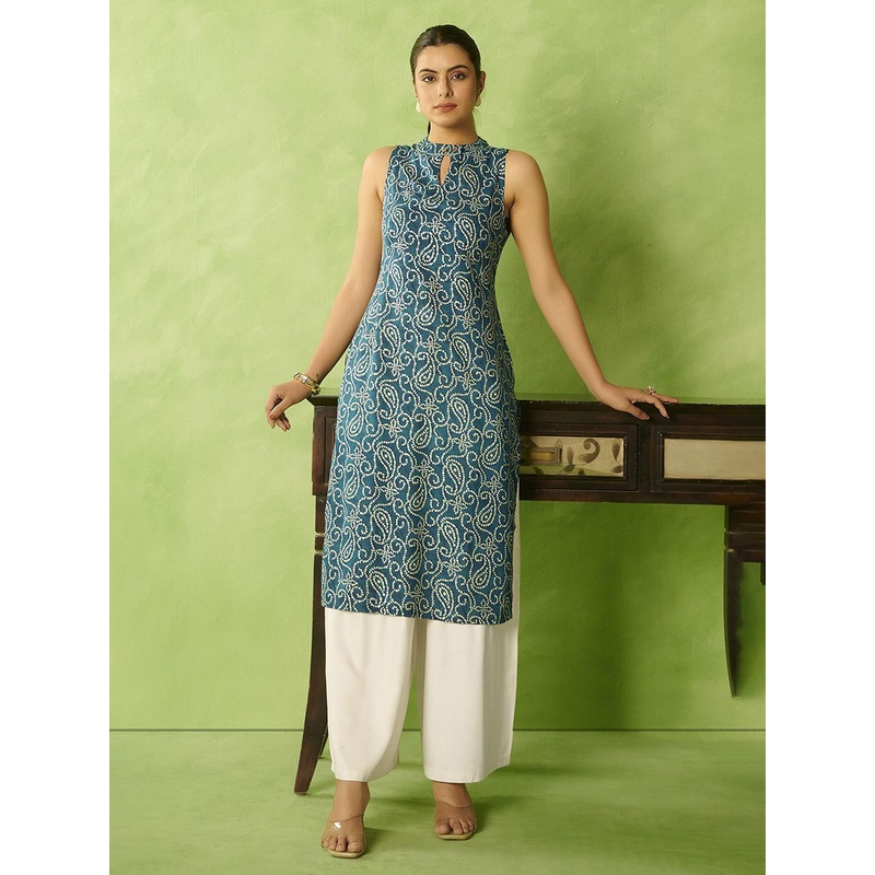 Anouk Women Paisley Printed Foil Print Festive Straight Kurta