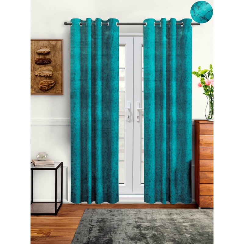 Cortina Violet Set of 2 Abstract Printed Room Darkening Long Door Curtain