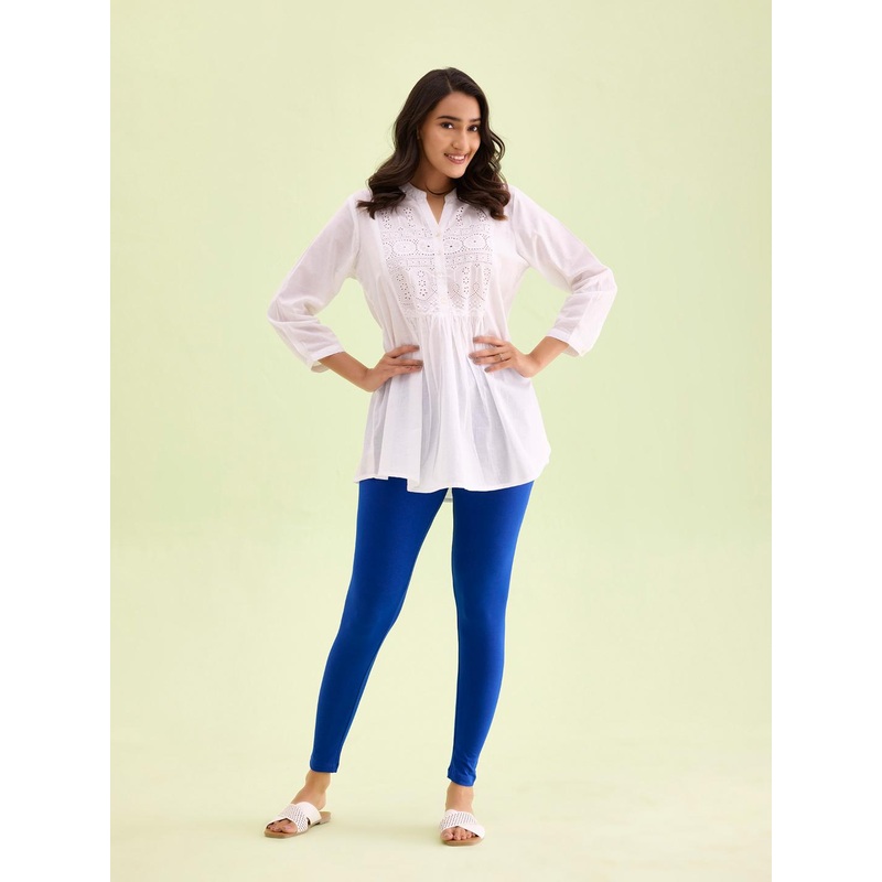 Go Colors Women Blue Solid Ankle-Length Leggings