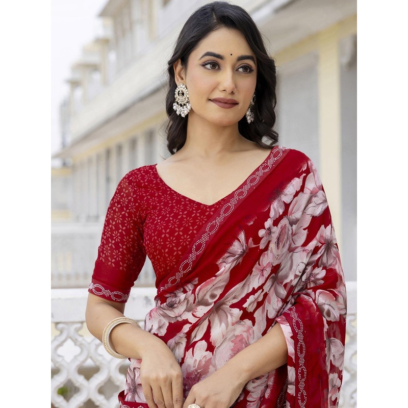 KALINI Floral Pure Georgette Designer Saree