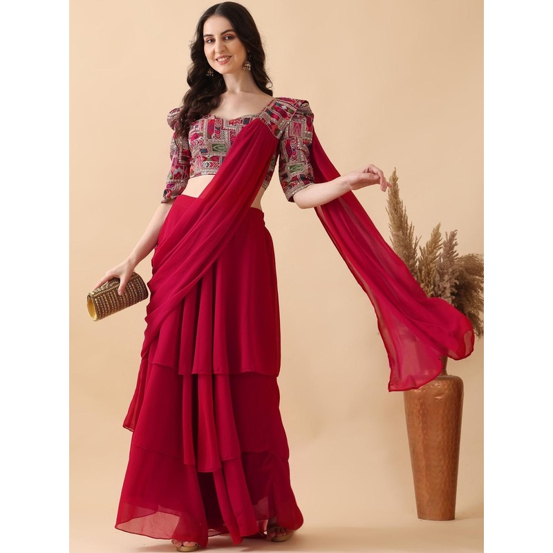 Kinjo Women Embroidered Sweetheart Neck Saree Blouse