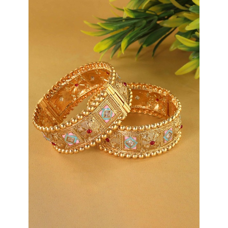 LAVAZZA Set Of 2 CZ Studded Kada Bangles