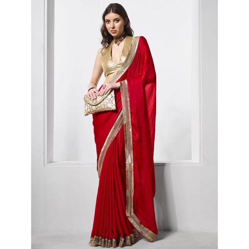 Mitera Pure Chiffon Gotta Patti Border Saree