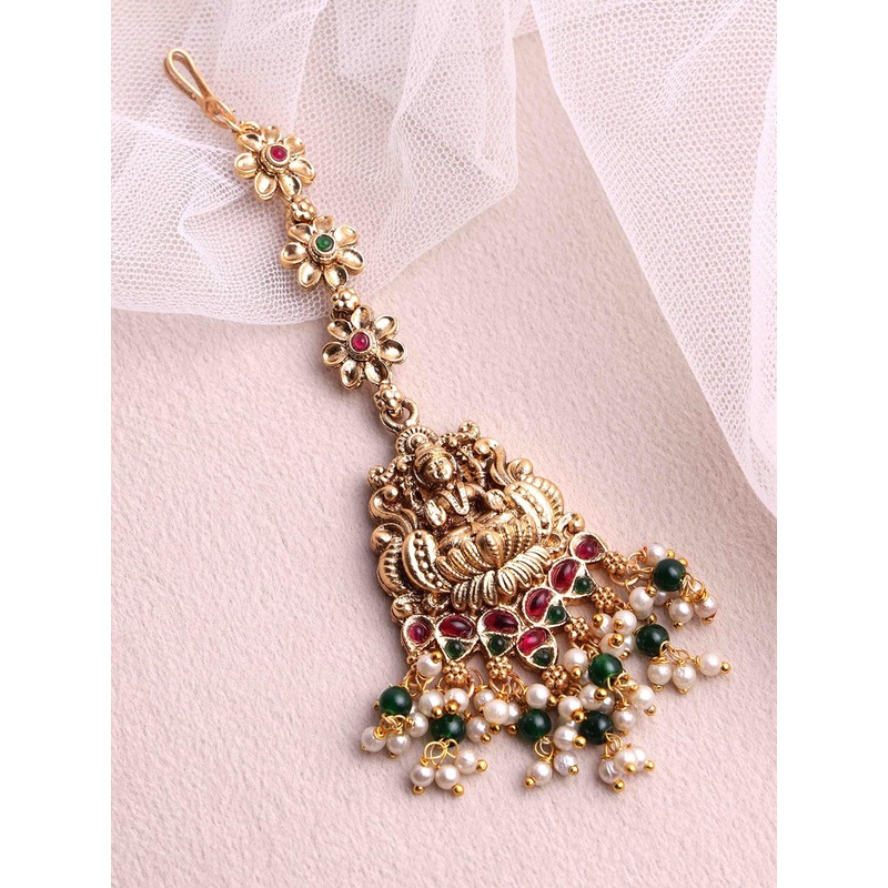 PANASH Gold-Plated Maang Tikka Head Jewellery