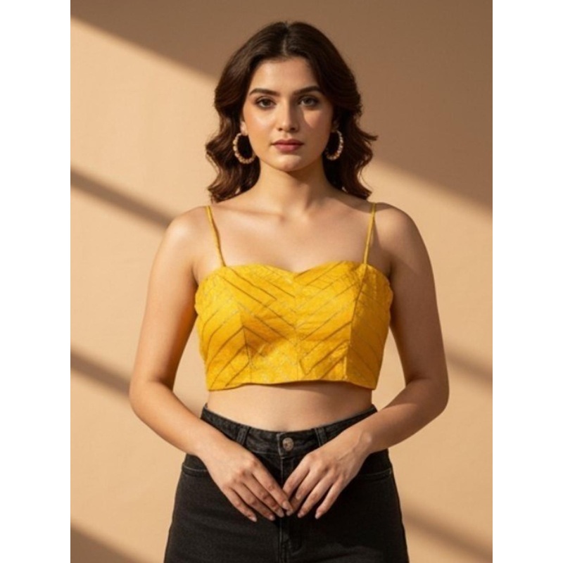 RAGHUVEER CREATION Women Striped Sleeveless Rich silk Saree Blouse