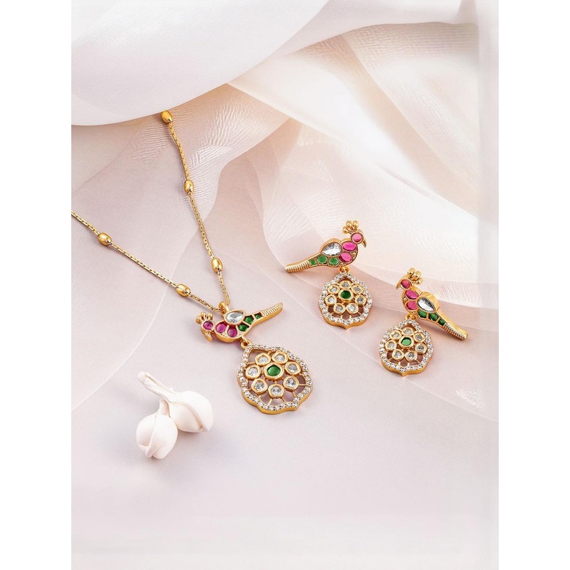Rubans Gold-Plated Kundan Studded Jewellery Set