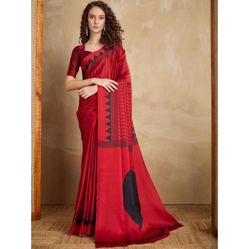 sareyavella Phulkari Satin Leheriya Saree