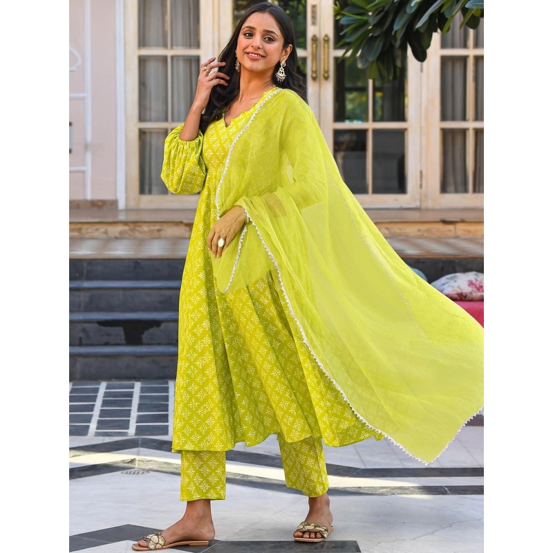 SZN Women Ethnic Motifs Printed Empire Kurta & Trousers With Dupatta