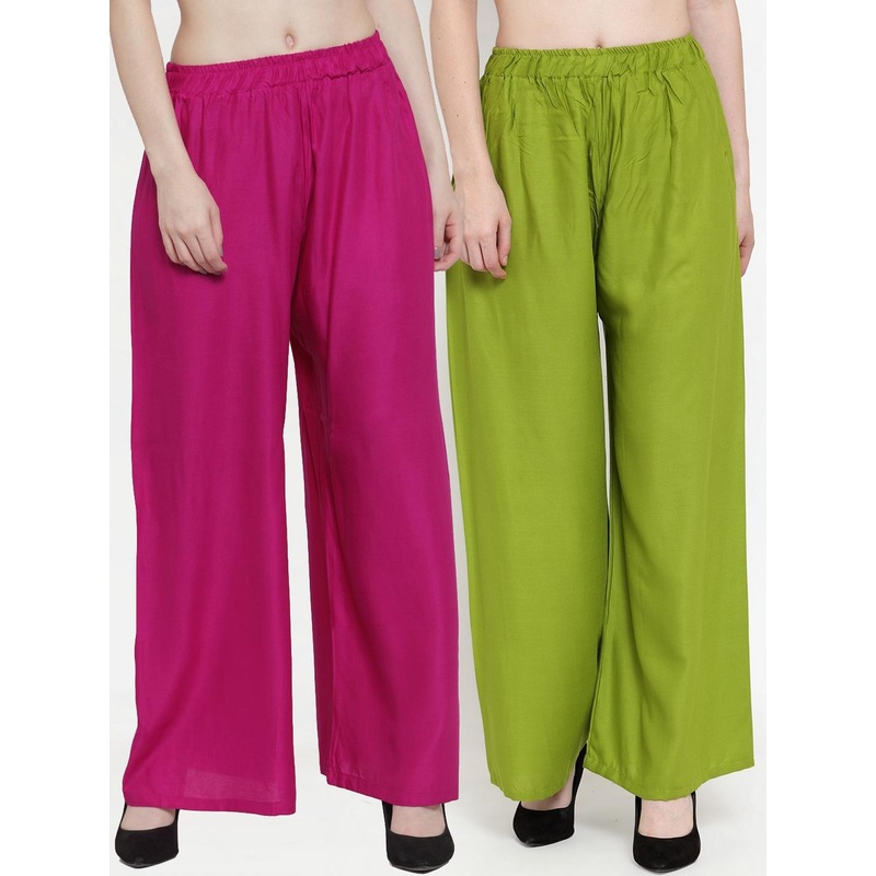 TAG 7 Women Pack Of 2 Solid Straight Palazzos
