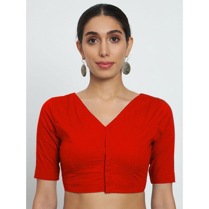 Thevasa V-Neck Short Sleeves Saree Open Blouse