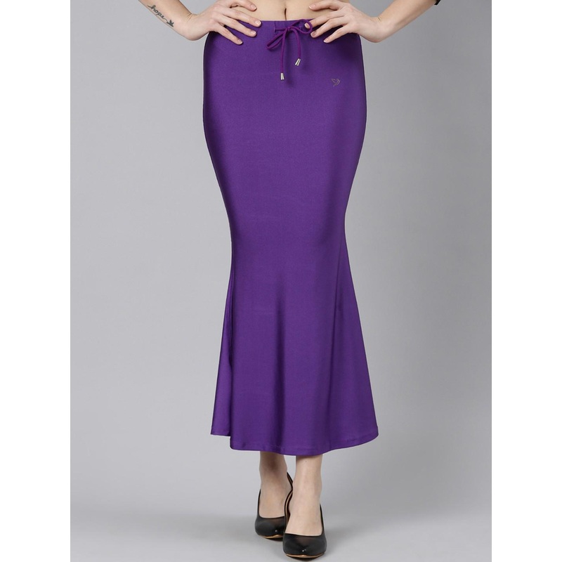 TWIN BIRDS Women Solid Coloured Silky Soft Stretchable Shimmer mermaid Saree Shapewear