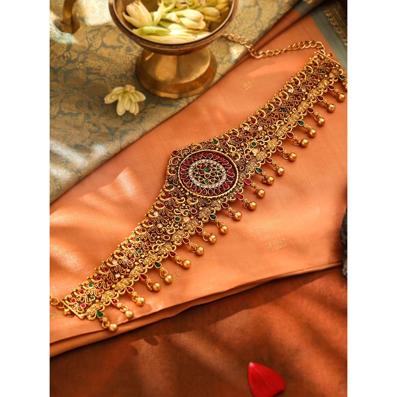 Yellow Chimes Studded Waist Chain Saree Accessories