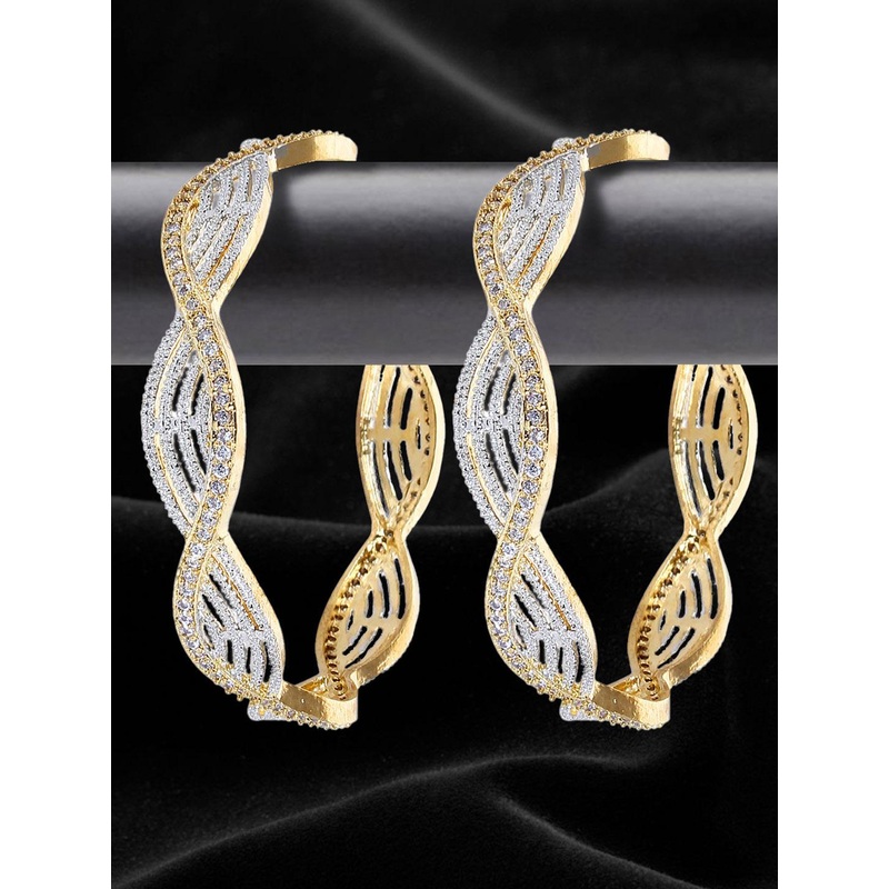 YouBella Set Of 2 Gold-Plated & AD Stone-Studded Bangles