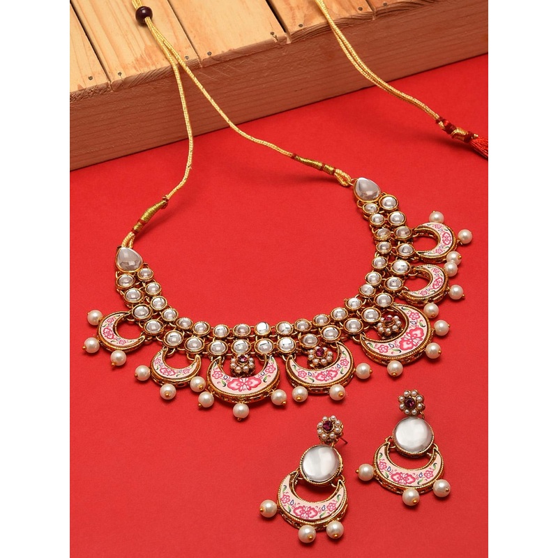 Zaveri Pearls Gold-Toned Kundan Mesmerising Traditional Jewellery Set