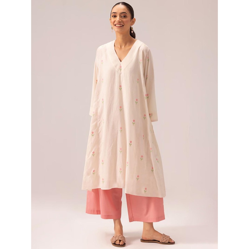 Aaghnya Women Floral Printed Angrakha Kurta with Palazzos