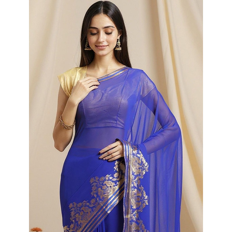 Anouk Rustic Ethnic Motifs Woven Design Zari Pure Chiffon Saree