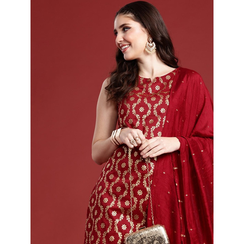 Anouk Women Ethnic Motifs Printed Regular Kurta with Trousers & With Dupatta