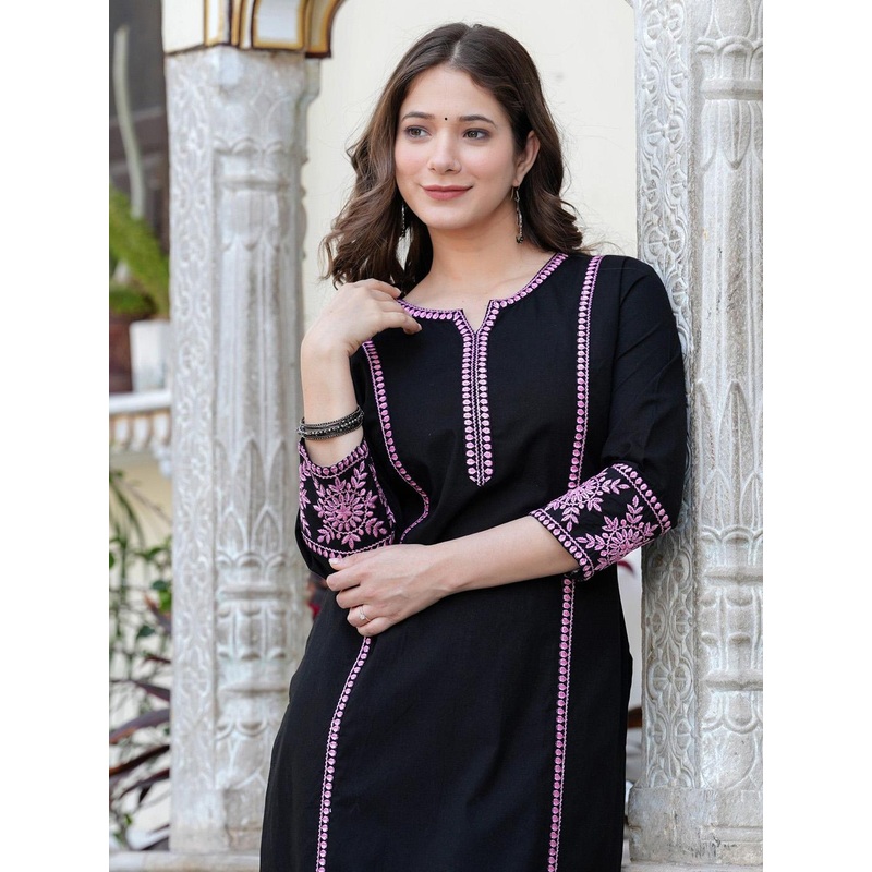 BKApparels Women Embroidered Sequinned Kurta