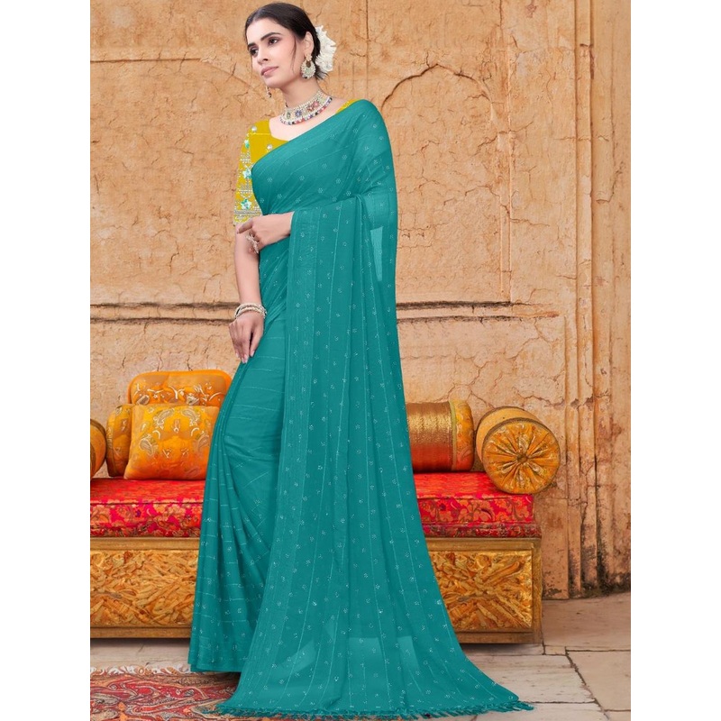 DESI RIWAAZ Women Ethnic Motifs Printed Pure Georgette Saree with Unstitched Blouse