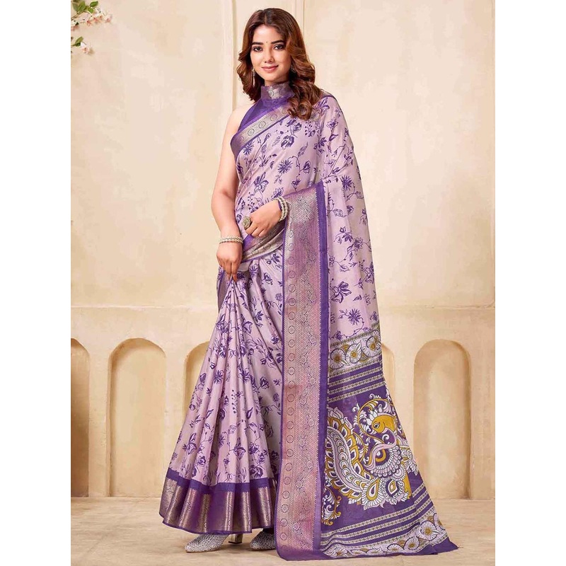 DIVASTRI Ethnic Motifs Printed Zari Border Saree