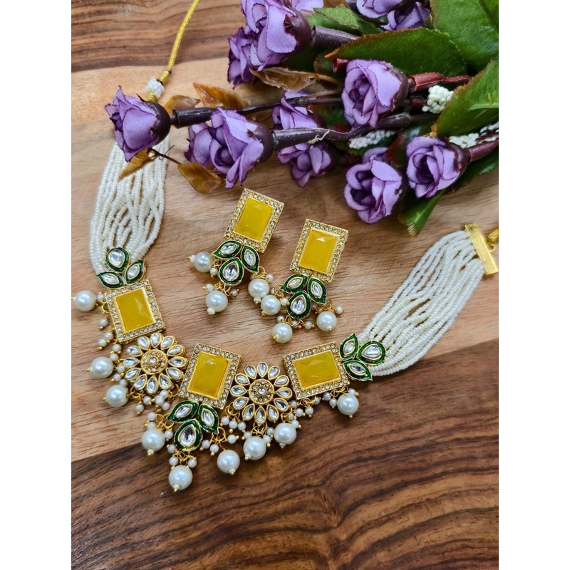 eeooaa Gold-Plated Brass Jewellery Set