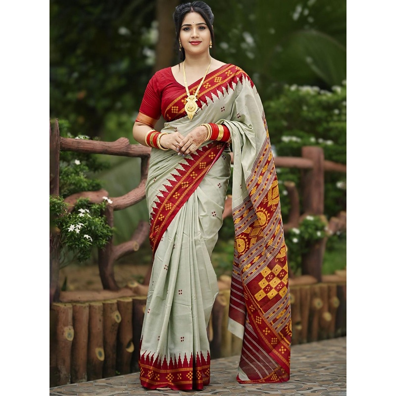 ETHNIC ODISHA HANDLOOM Ethnic Motifs Pure Cotton Sambalpuri Saree