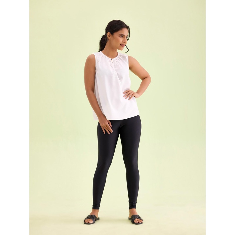 Go Colors Women Black Solid Skinny Fit Shimmer Ankle-Length Leggings