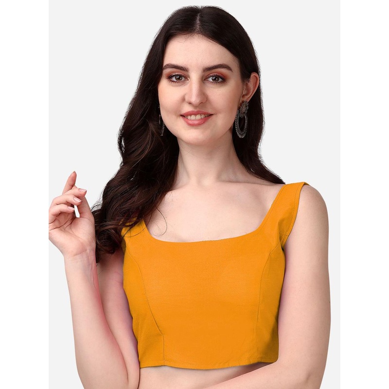 HERE&NOW Round Neck Sleeveless Padded Silk Saree Blouse