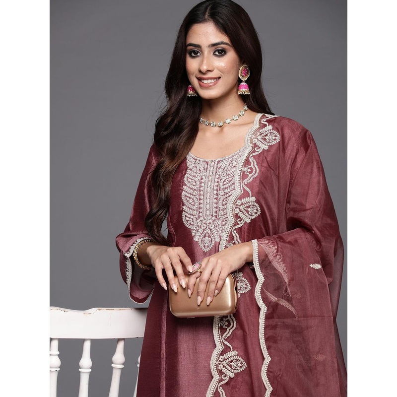 Indo Era Women Ethnic Motifs Embroidered Kurta with Trousers & Dupatta