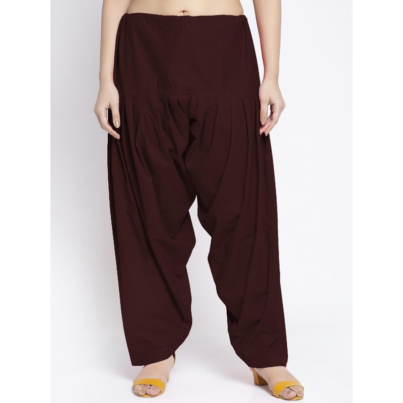 Jinfo Women Brown Solid Cotton Salwar