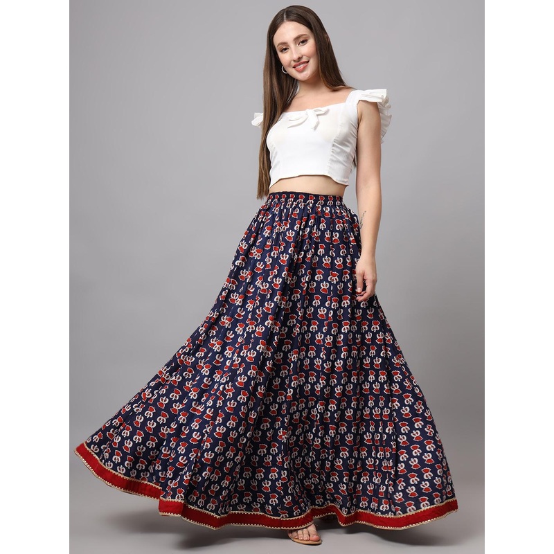 KALINI Printed Flared Maxi Skirt