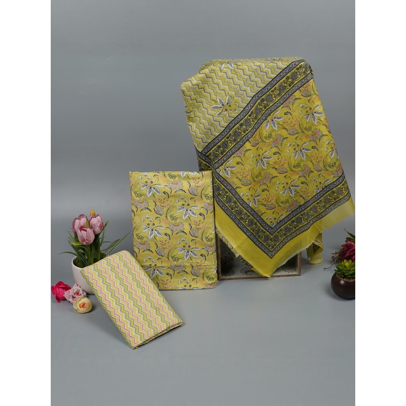 Kwatchi Printed Pure Cotton Unstitched Dress Material