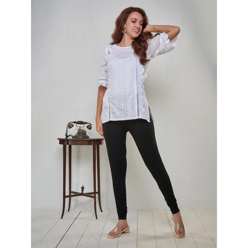LYRA Women Black Solid Churidar Length Leggings