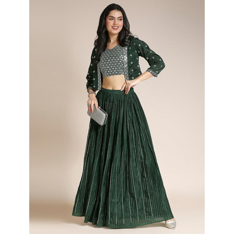 MADHURAM Embroidered Ready to Wear Lehenga & Choli with Jacket