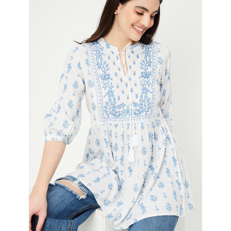 max Mandarin Collar Printed Tunic