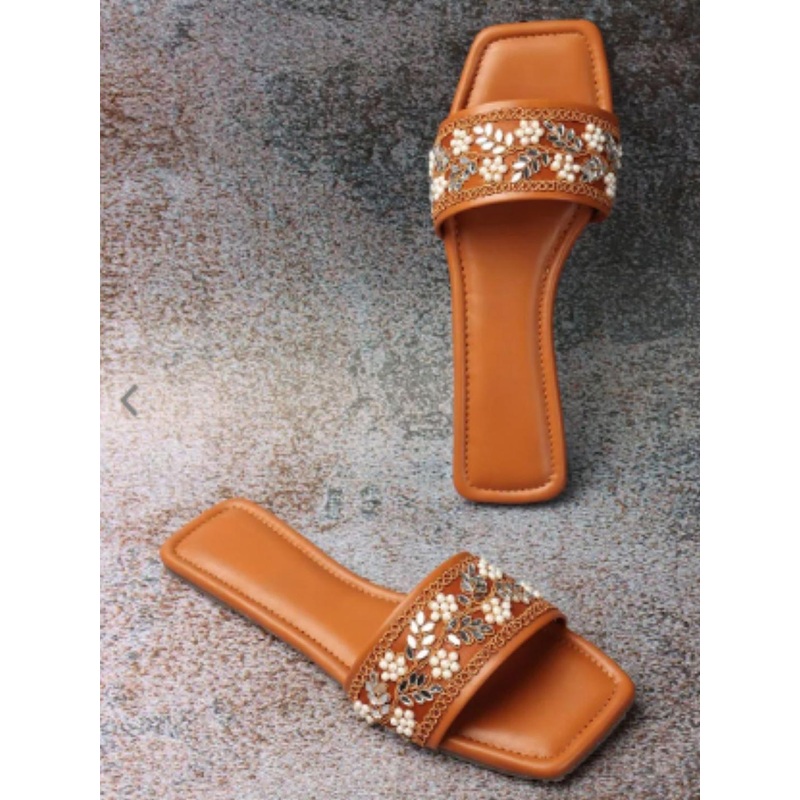 Myshtezia Women Embellished Open Toe Flats