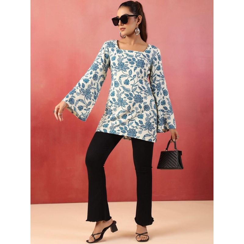 Sacche Dhaage Women Floral Printed Square Neck Short Kurti