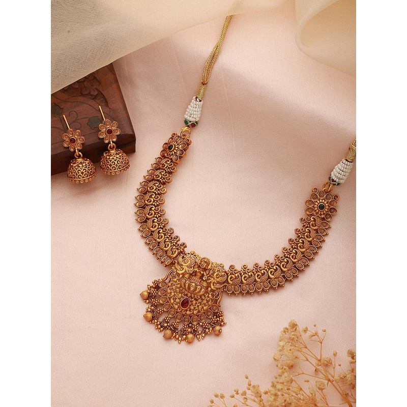 Saraf RS Jewellery Gold-Plated AD Studded Jewellery Set