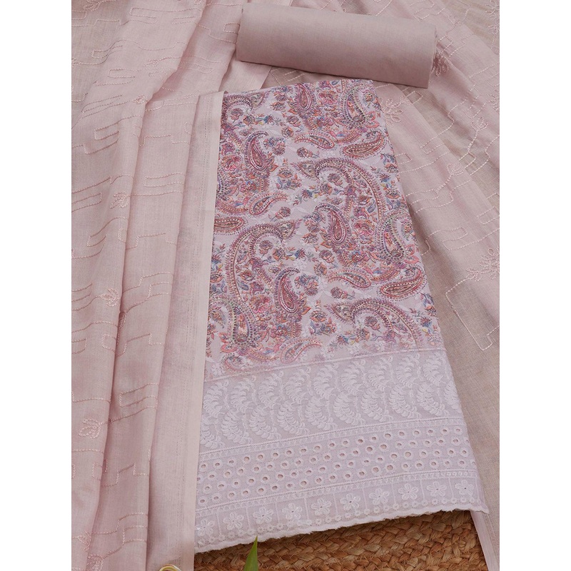 Soch Paisley Printed Thread Work Unstitched Dress Material