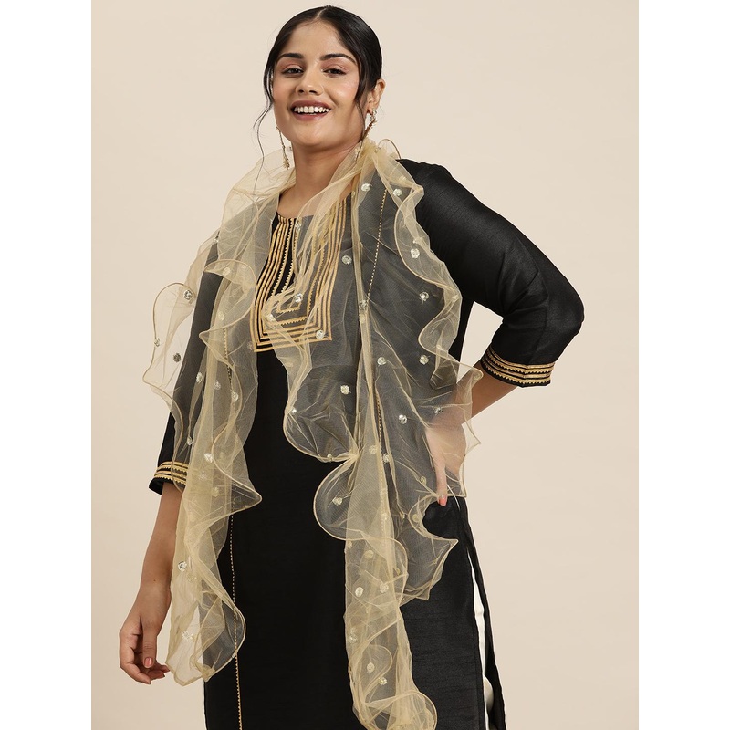 Sztori Ethnic Motifs Embroidered Sequinned Dupatta
