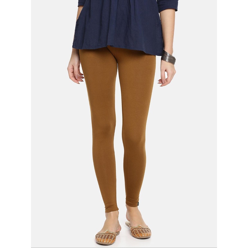 TWIN BIRDS Women Coffee Brown Solid Ankle-Length Leggings
