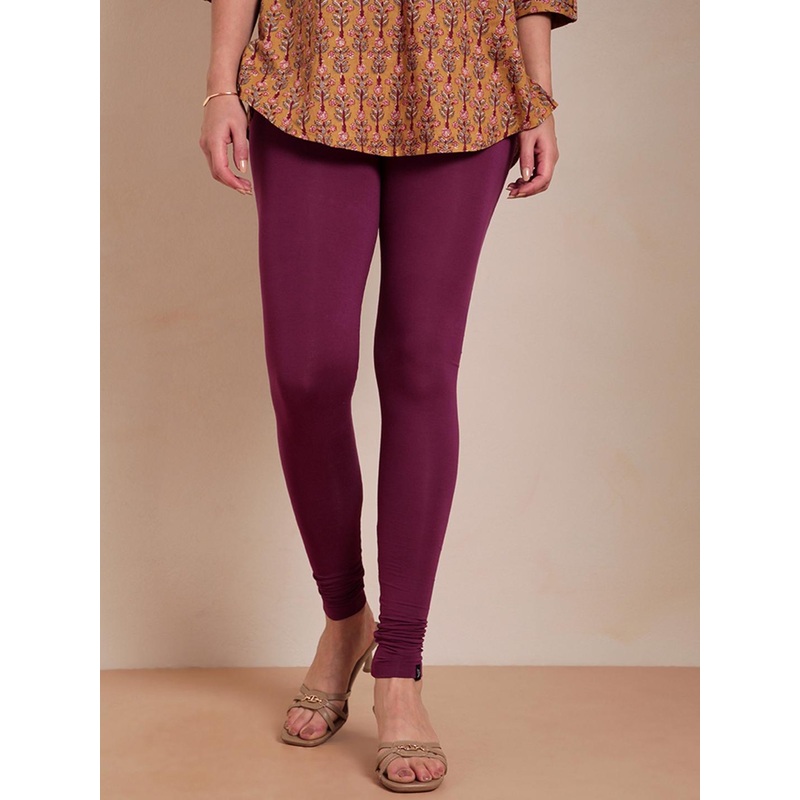 TWIN BIRDS Women Magenta Solid Churidar-Length Leggings